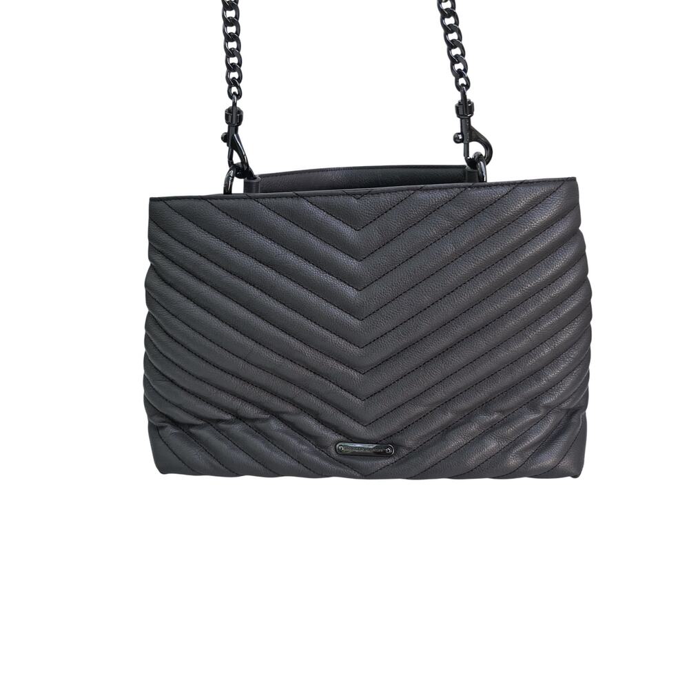 Rebecca Minkoff Edie Charcoal Quilted Leather Shoulder Bag  Convertible Satchel - Picture 4 of 16